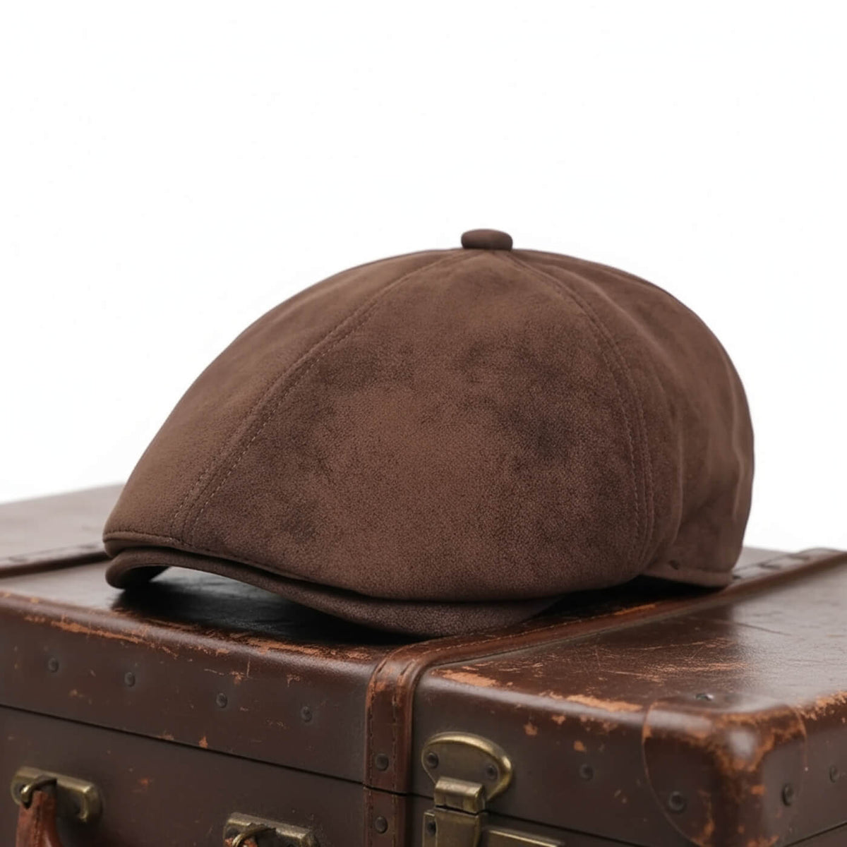 Berretto Newsboy in Pelle Scamosciata | AGRIGENTO