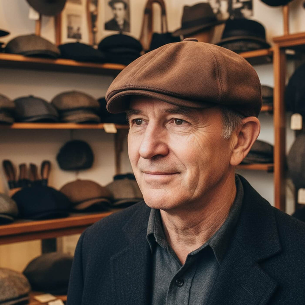 Berretto Newsboy in Pelle Scamosciata | AGRIGENTO