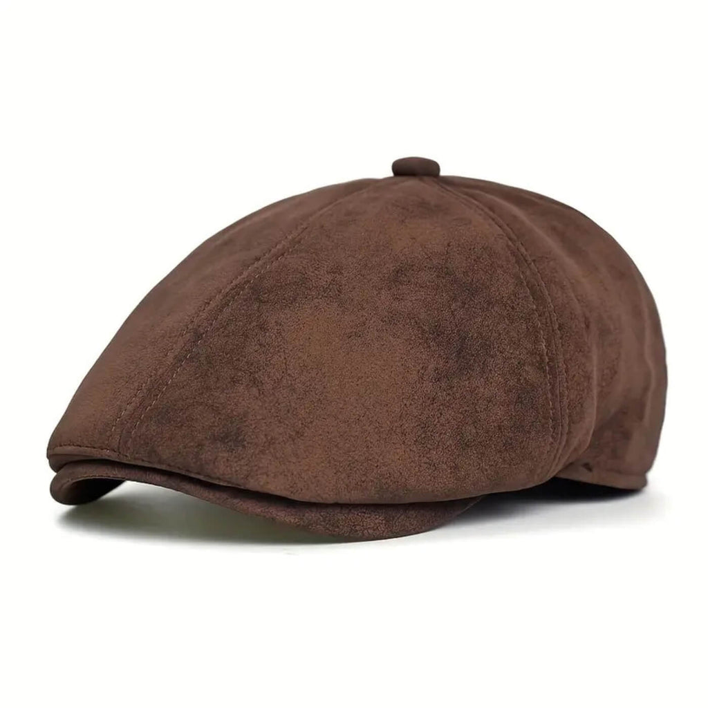 Berretto Newsboy in Pelle Scamosciata | AGRIGENTO