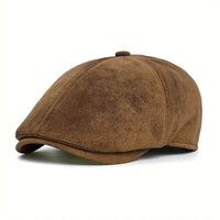 Berretto Newsboy in Pelle Scamosciata | AGRIGENTO