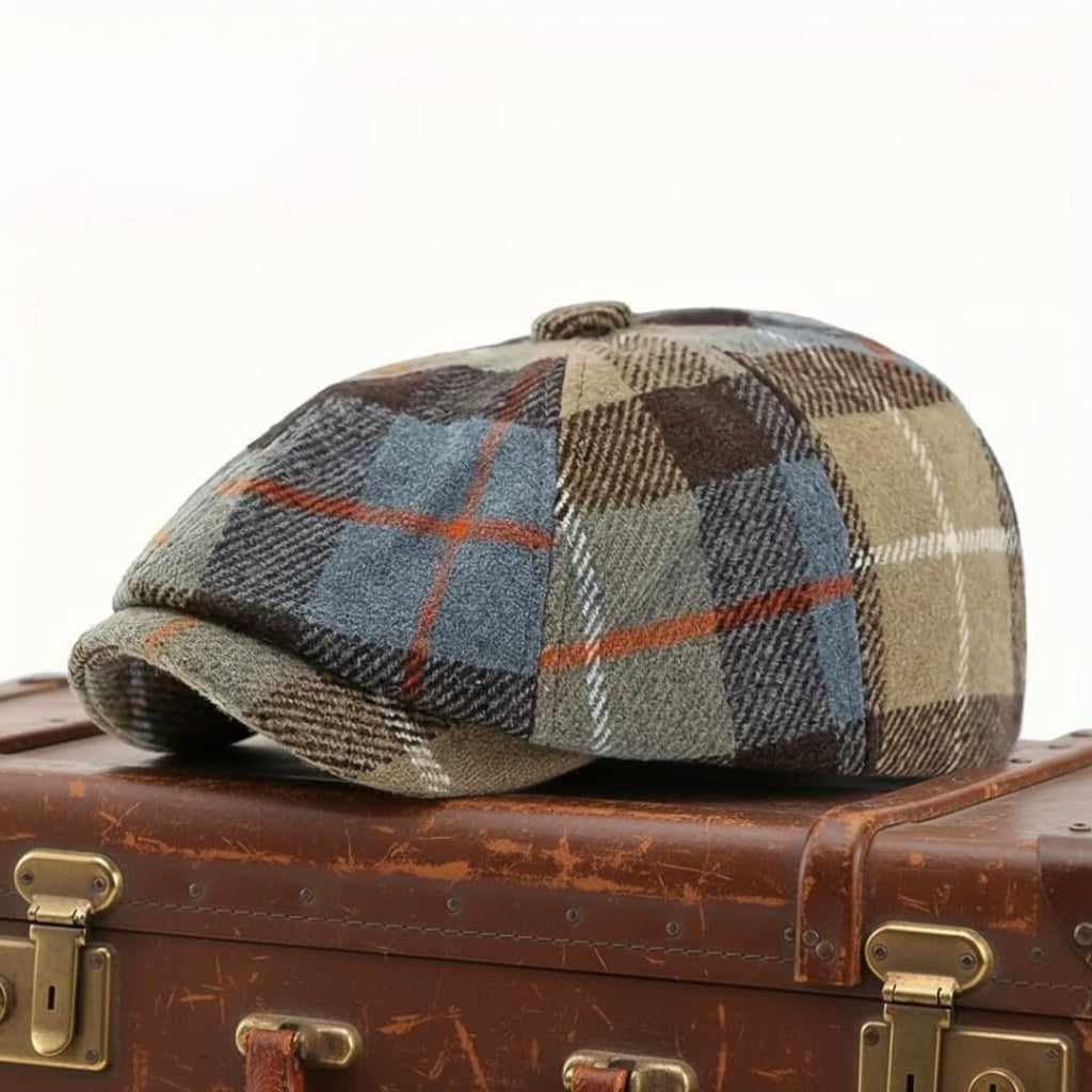 Berretto Newsboy a Quadri in Misto Lana | VERCELLI