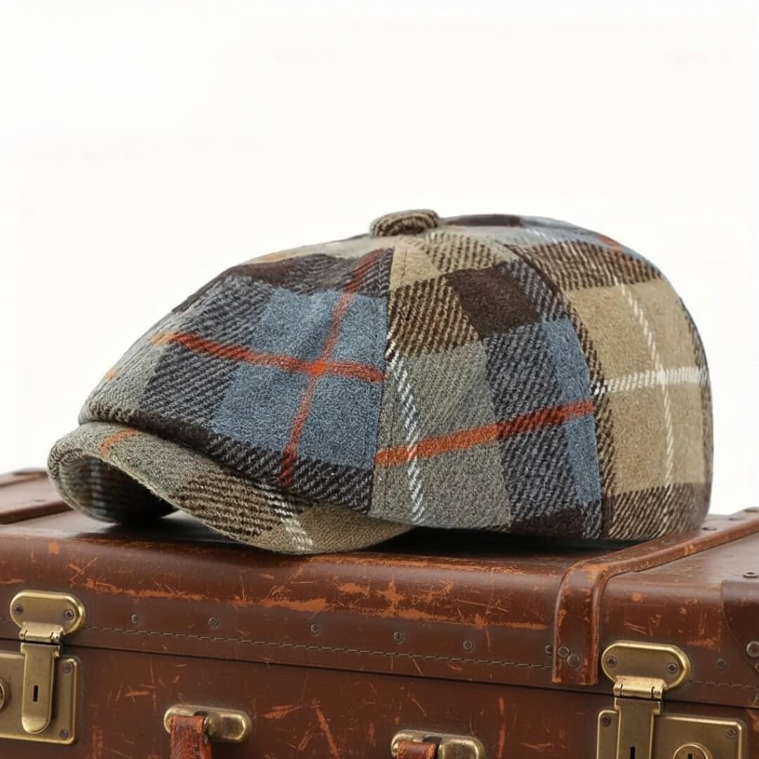 Berretto Newsboy a Quadri in Misto Lana | VERCELLI