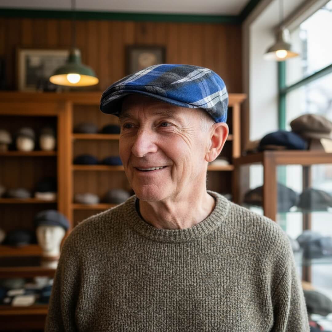 Cappello Piatto in Cotone a Quadri | VERONA