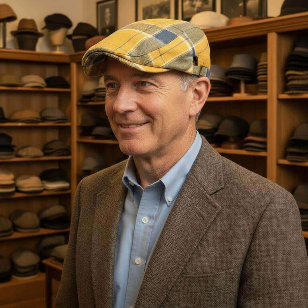 Cappello Piatto a Quadri in Cotone | PAVIA