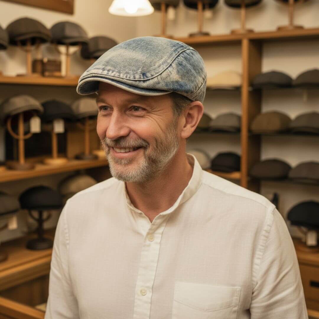 Cappello Piatto in Denim Lavato | ISERNIA